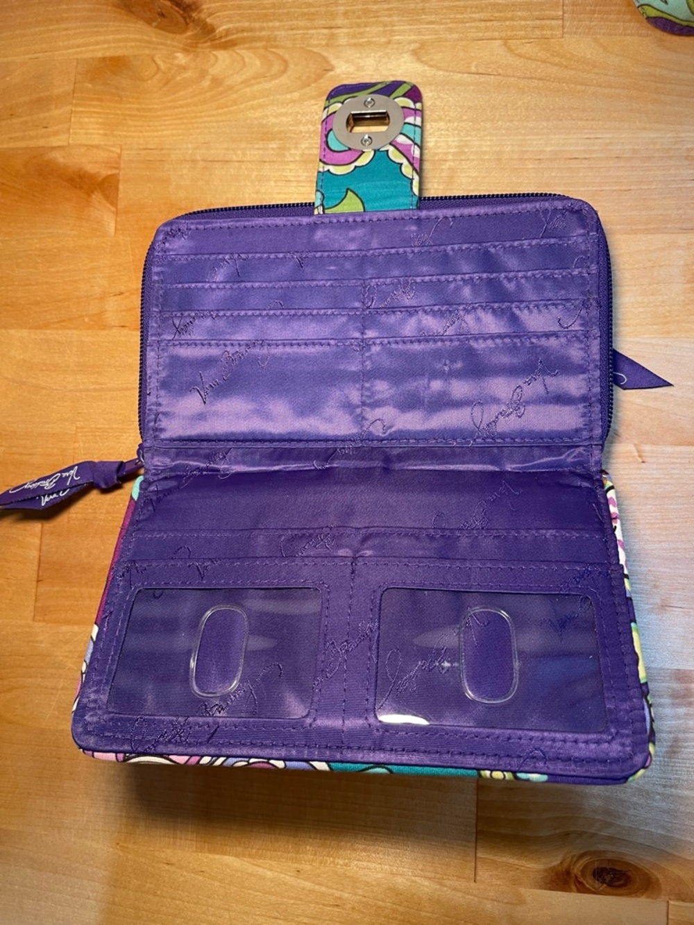 Vera Bradley Teal Purple Paisley Quilted Heather Hipster Crossbody Wallet Bundle - Picture 15 of 16